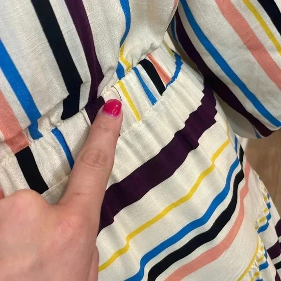 LOST + WANDER REVOLVE CORY Cream Blue STRIPED Boho MINI DRESS - Picture 10 of 16